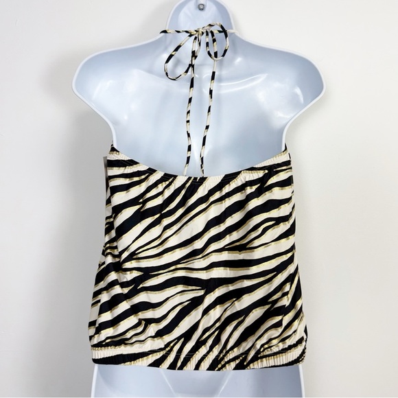 Michael Kors Tankini Swim Top Womens Large Black Gold Zebra Halter NWT MM9P302 - Picture 5 of 11